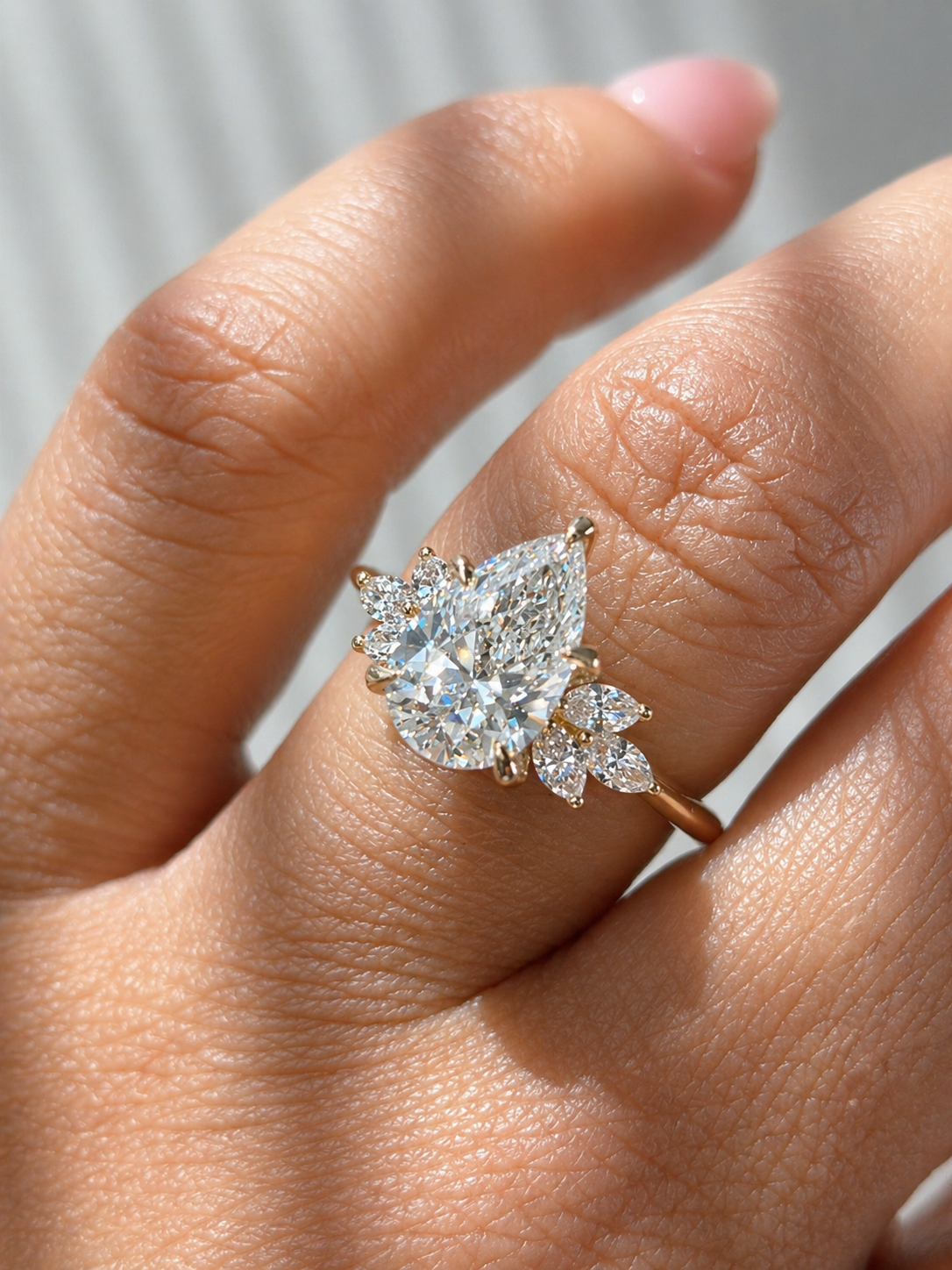 2.54 Carat Pear Cut Whimsical Diamond Engagement Ring
